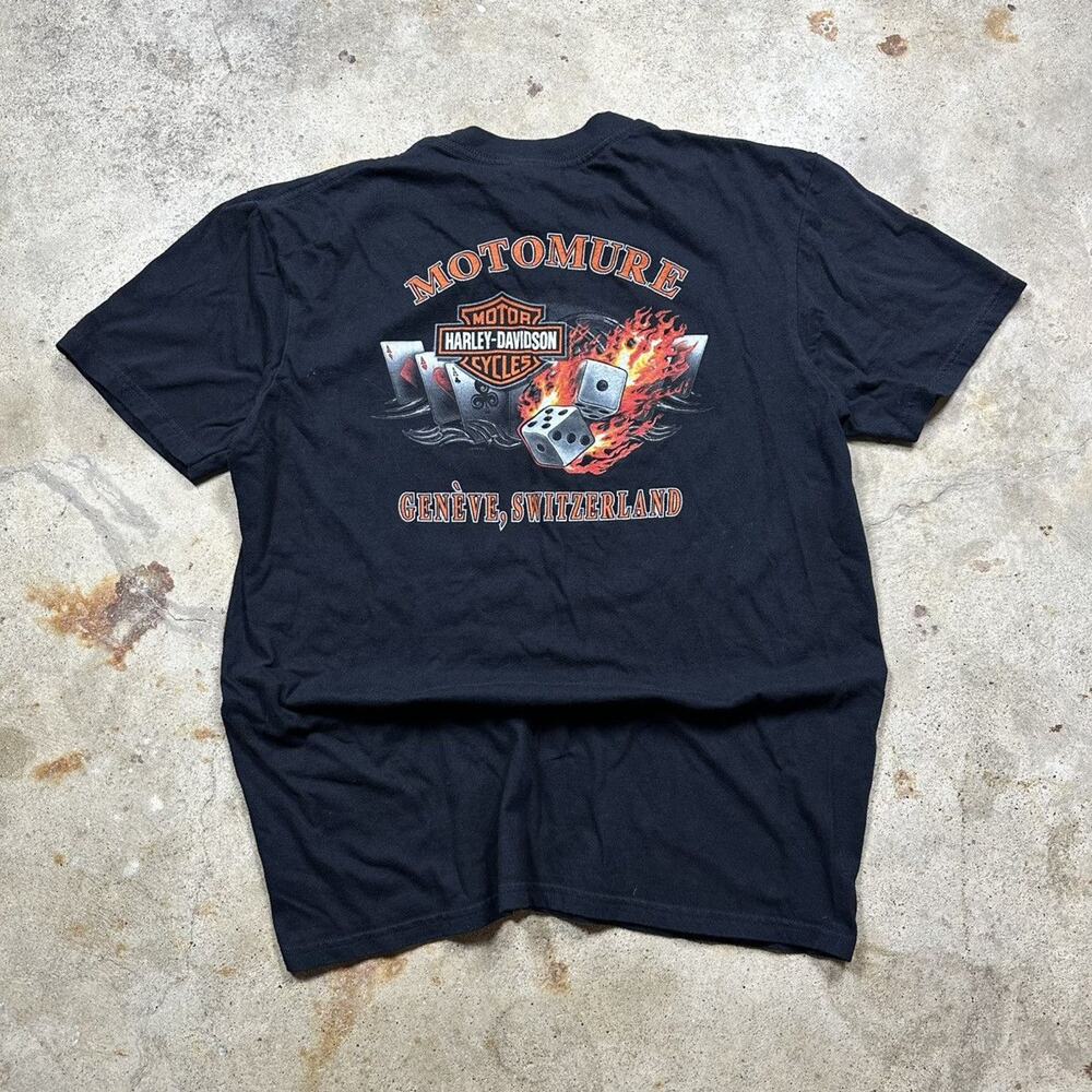 VTG Y2K Switzerland Harley Davidson Motorcycle Shirt Size L